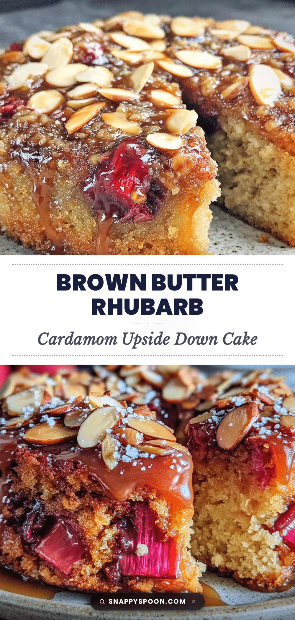 brown butter rhubarb cardamom upside down cake recipe