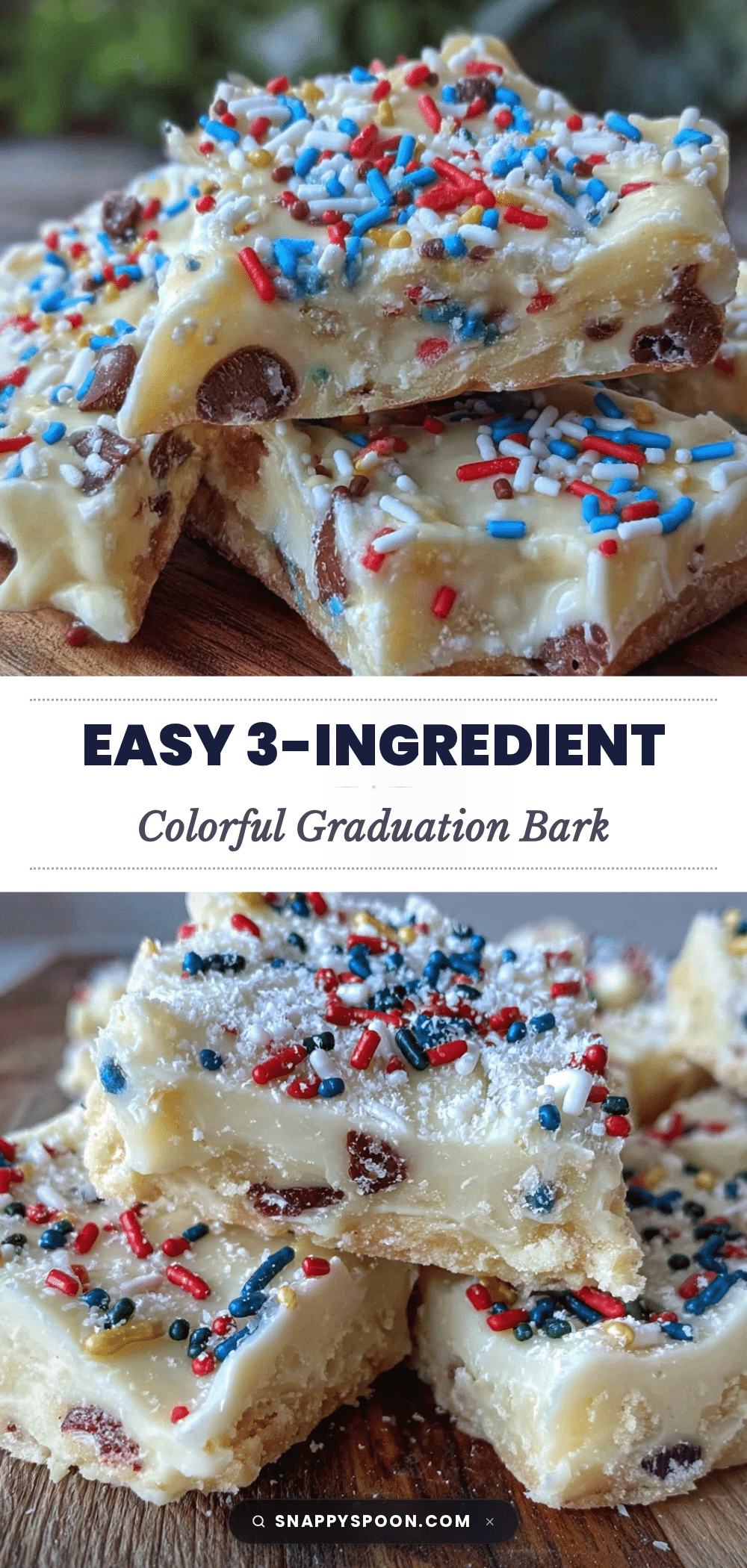 easy 3-ingredient graduation confetti bark recipe