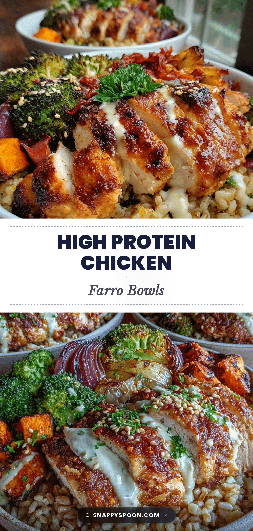 healthy high protein chicken and farro meal prep bowls recipe