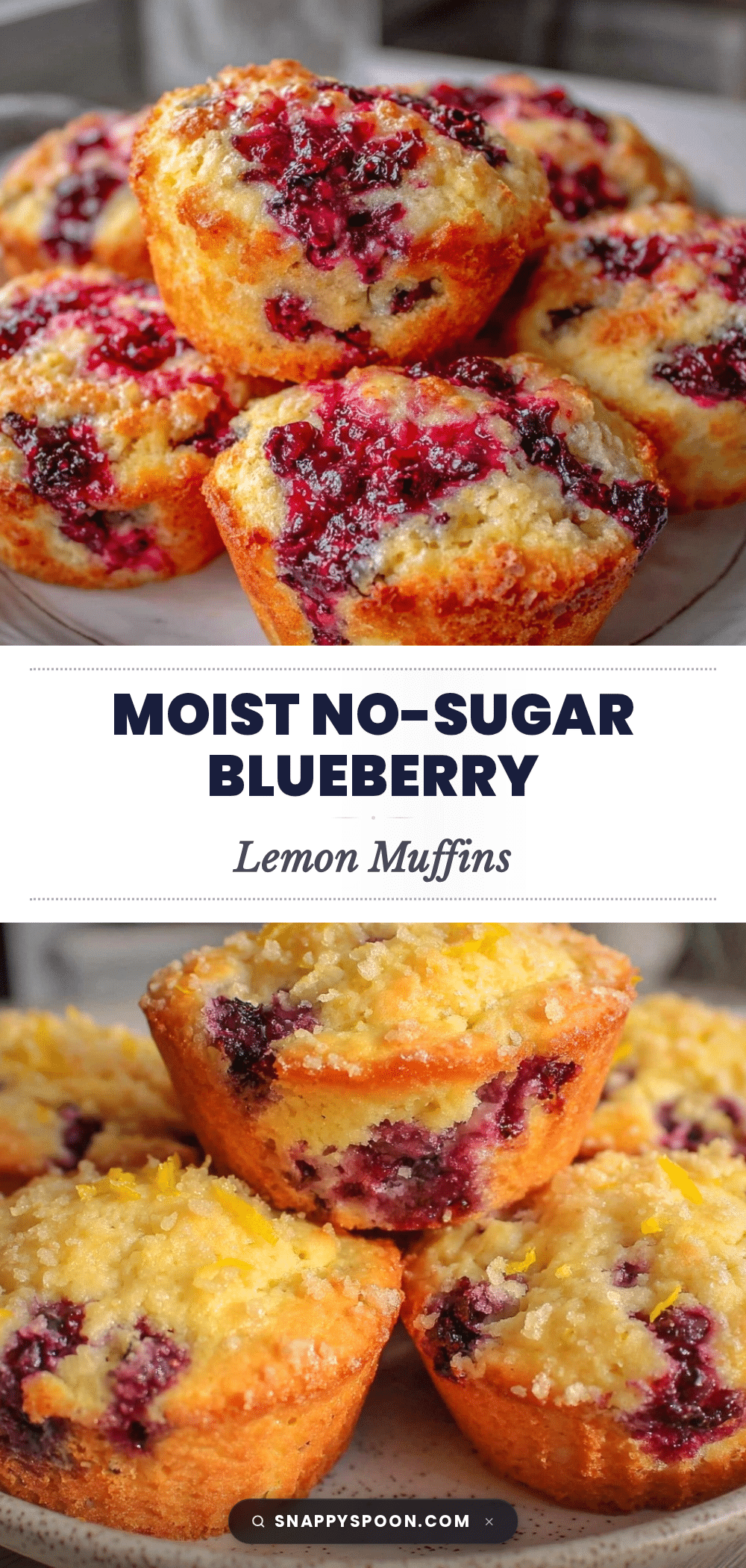 Healthy No-Added-Sugar Blueberry Lemon Blender Muffins recipe