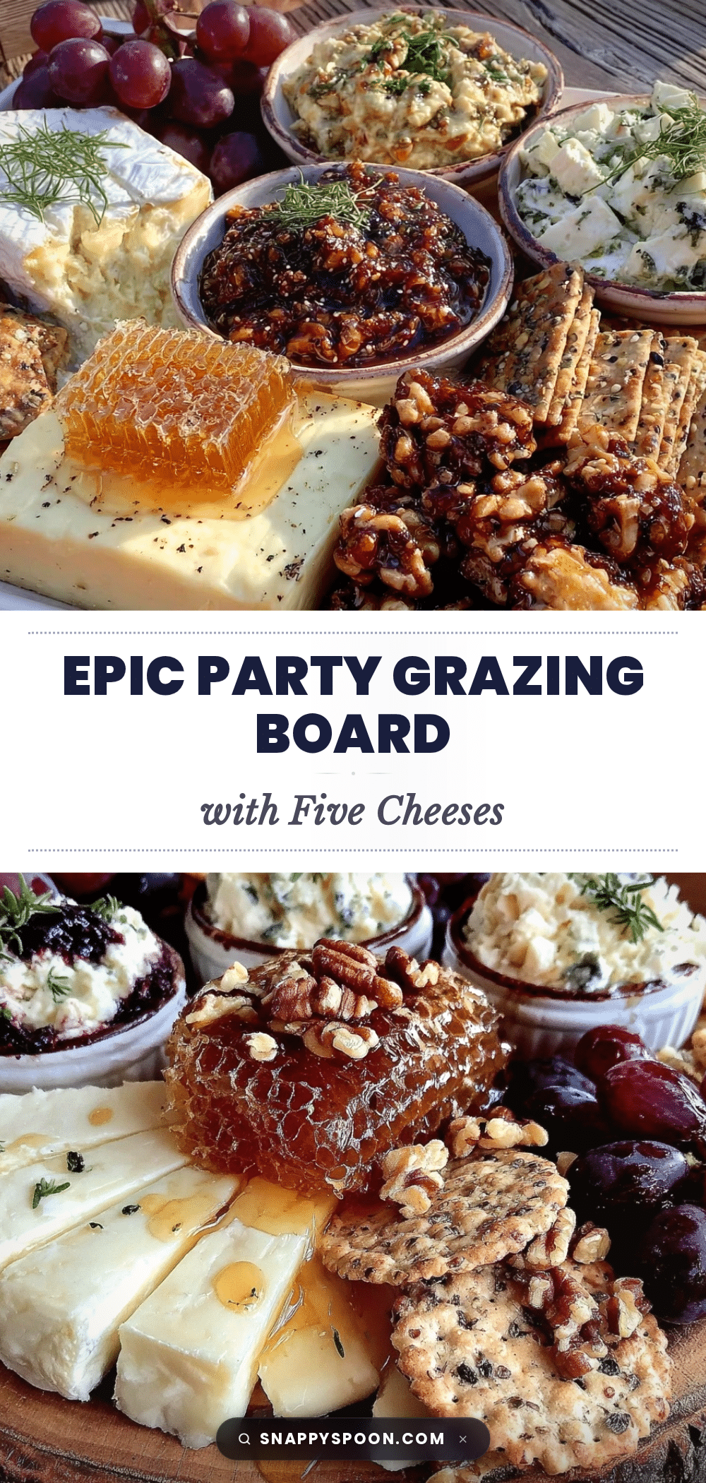 party grazing board with five cheeses recipe