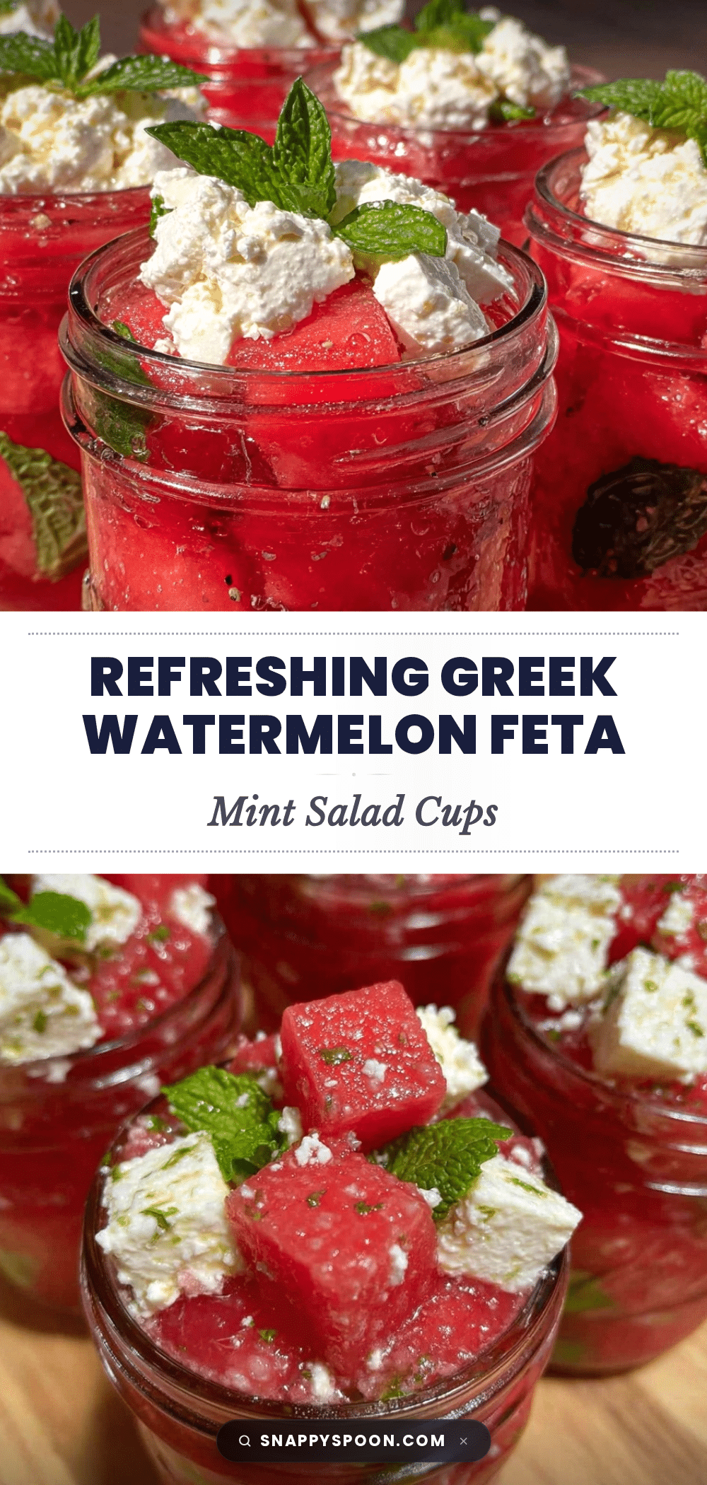 Fresh Greek Watermelon Feta Mint Salad Cups recipe
