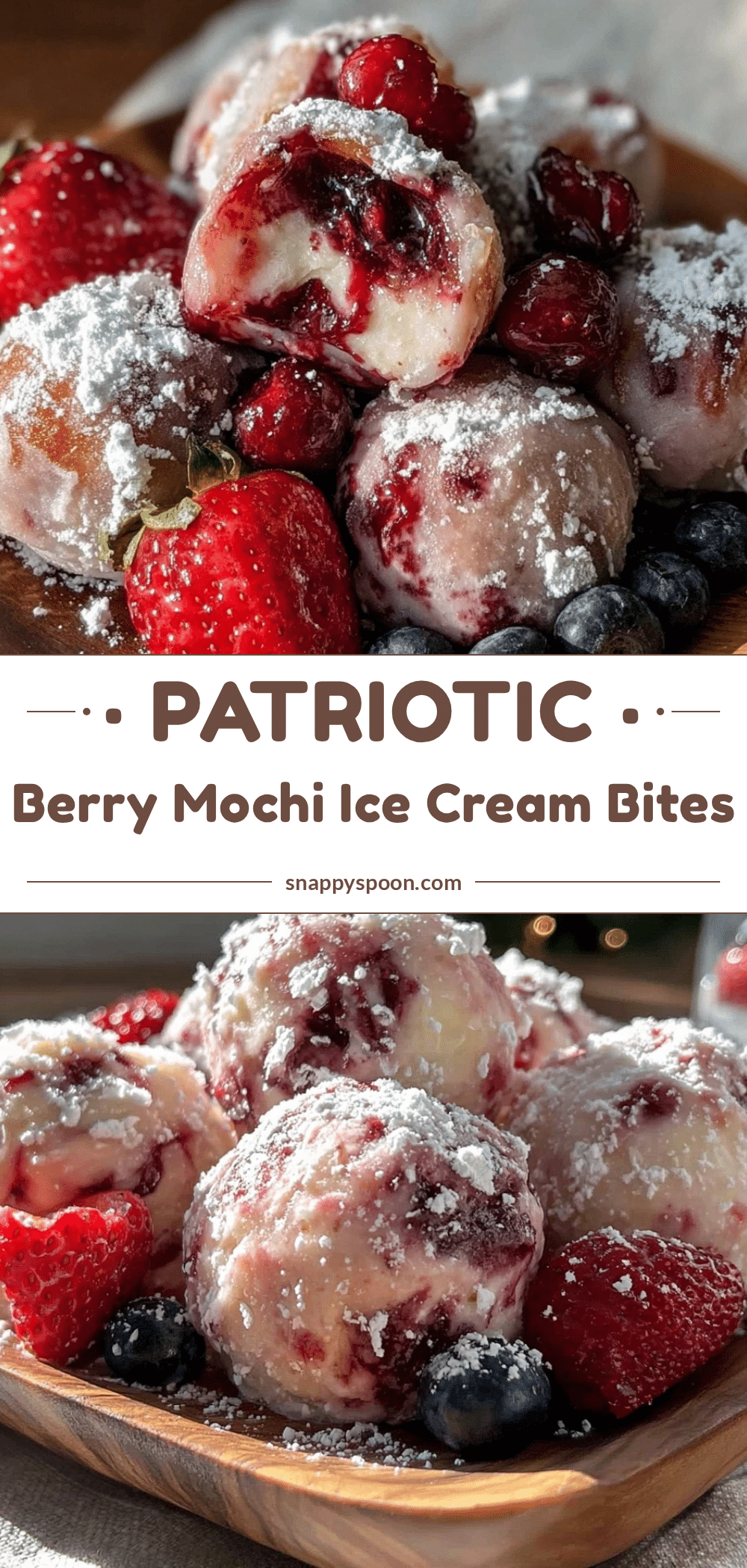 strawberry and blueberry mochi ice cream bites recipe