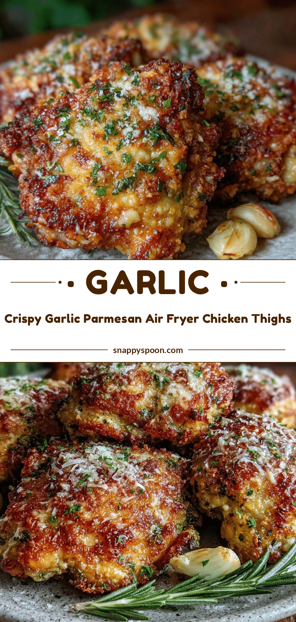 crispy garlic parmesan air fryer chicken thighs recipe