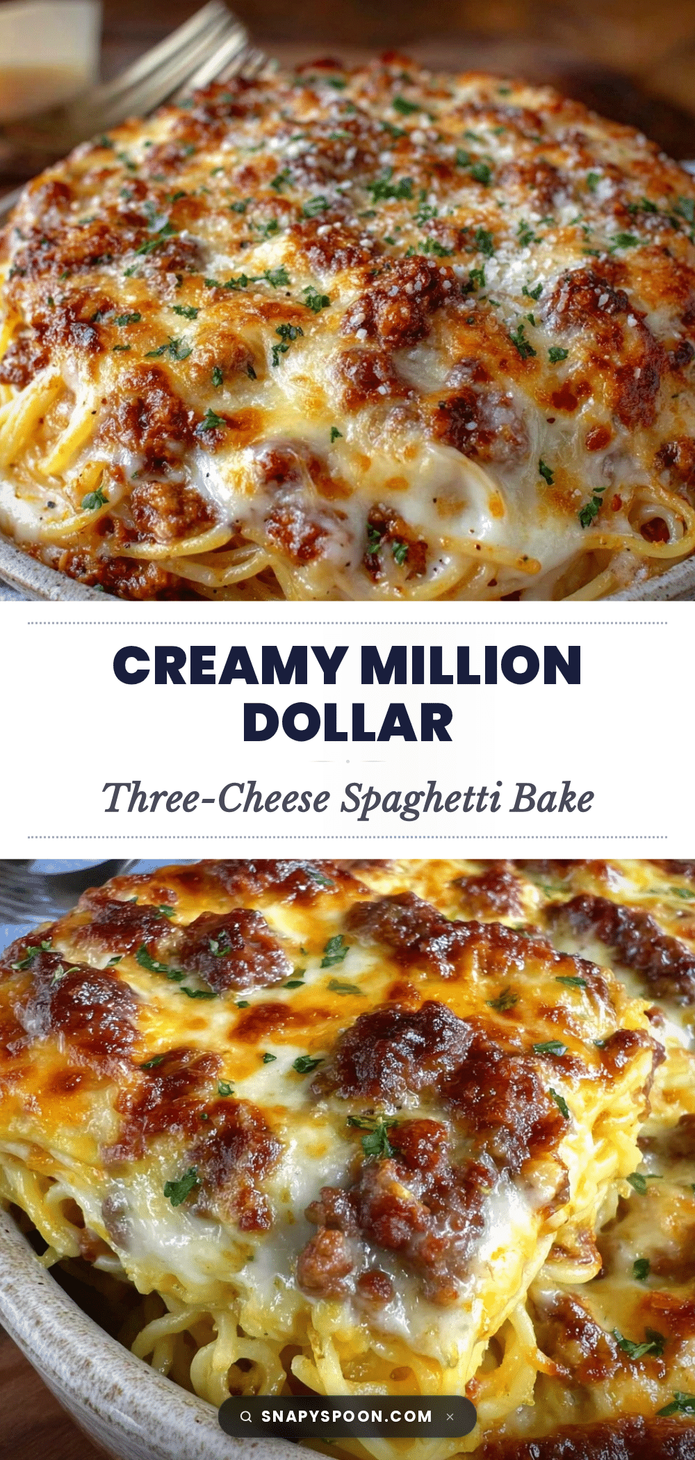 million dollar three-cheese spaghetti bake recipe