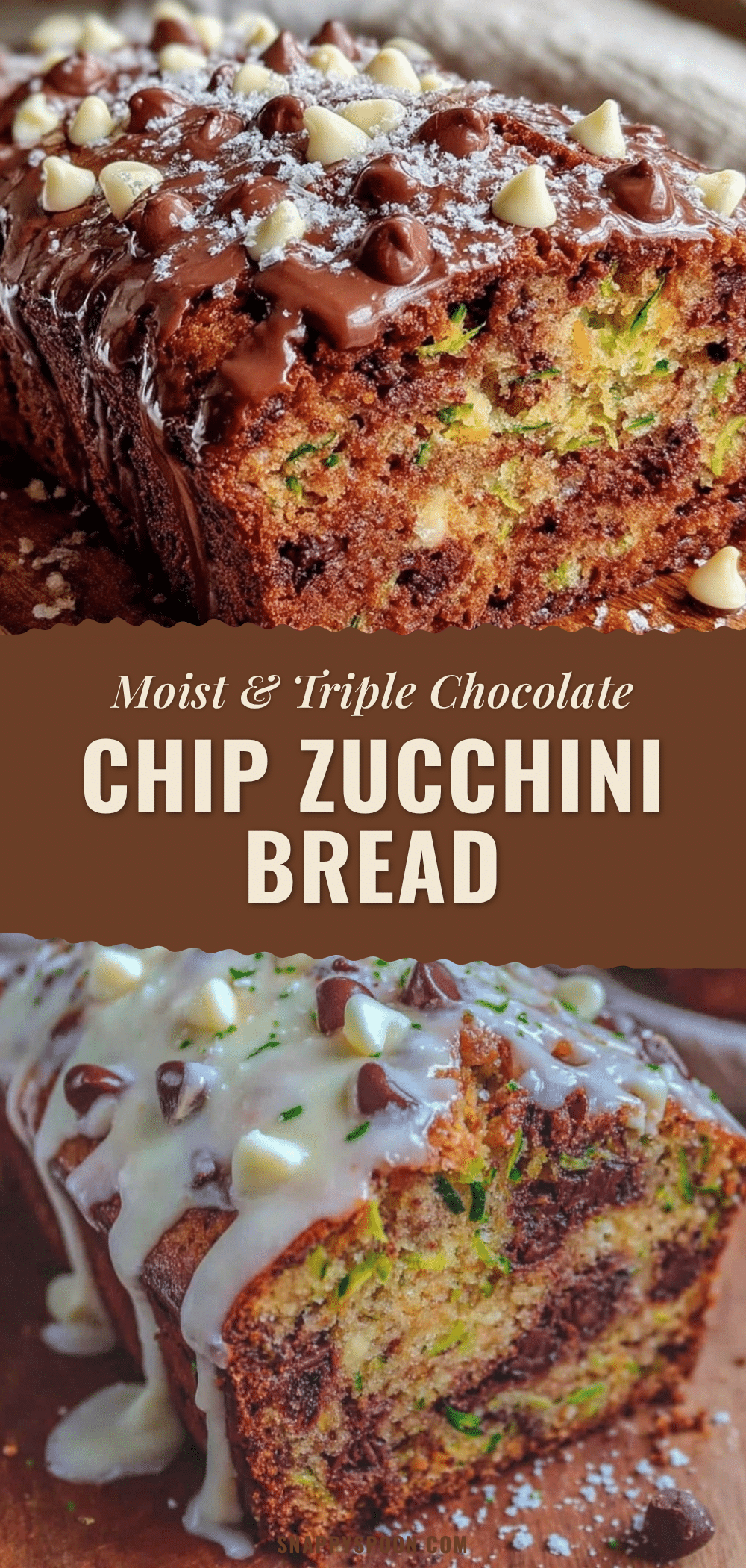 moist triple chocolate chip zucchini bread loaf recipe