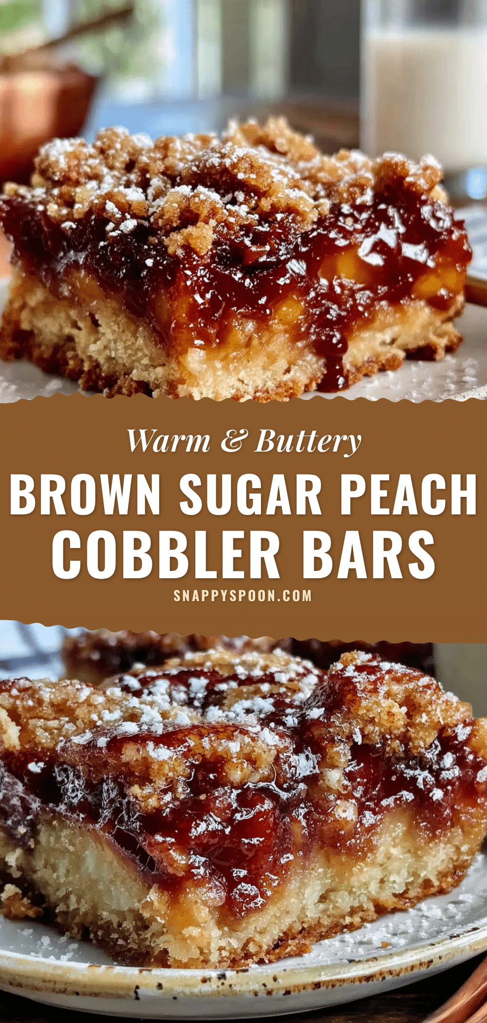 brown sugar peach cobbler bars recipe