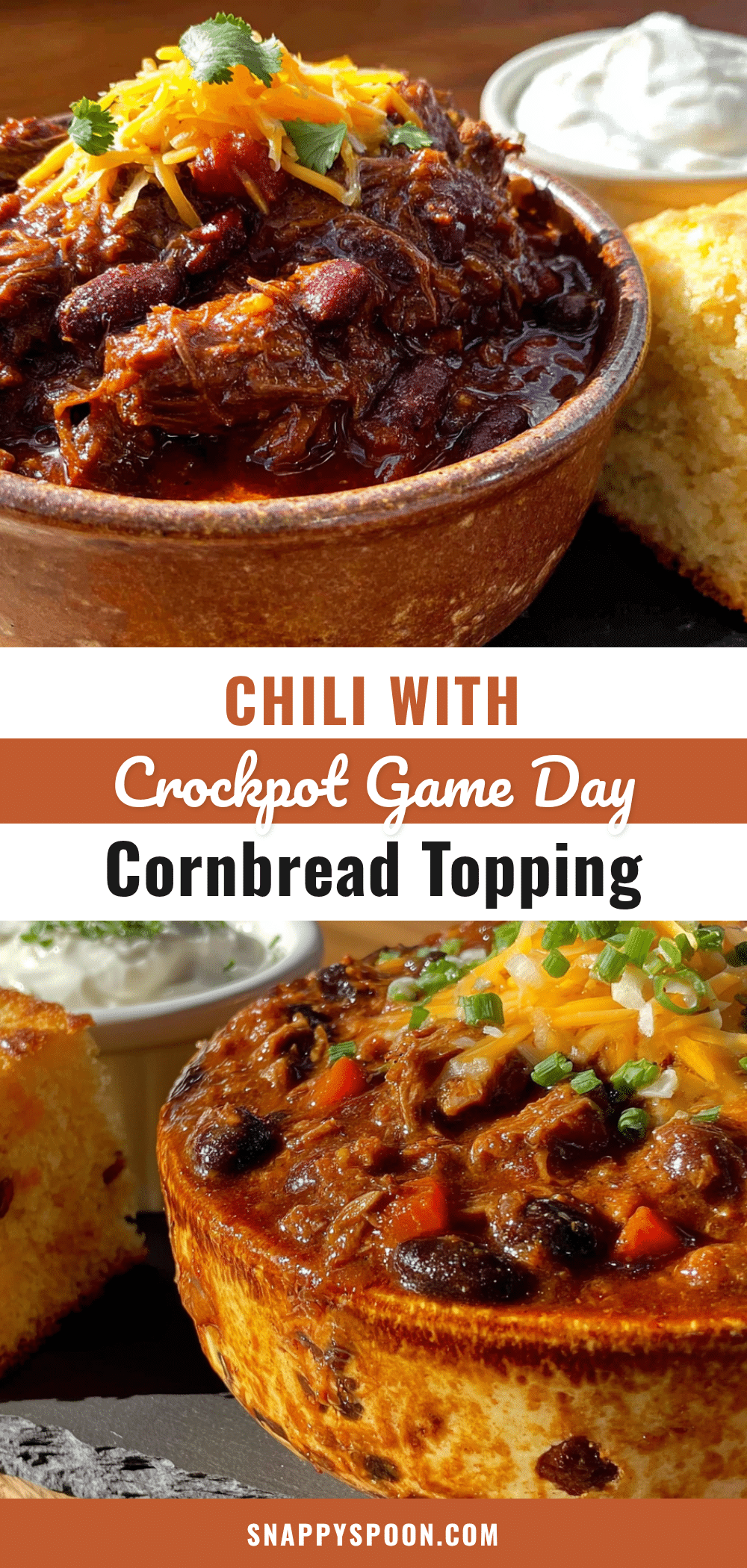 crockpot game day chili with cornbread topping recipe