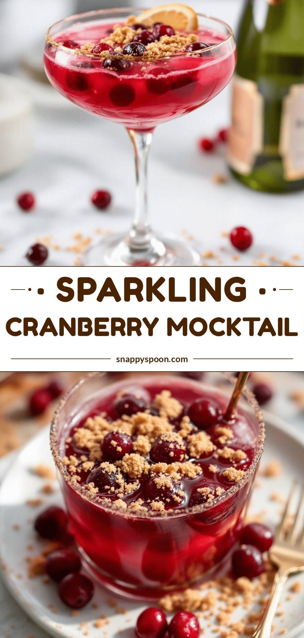 Festive Champagne Cranberry New Years Eve Mocktail recipe