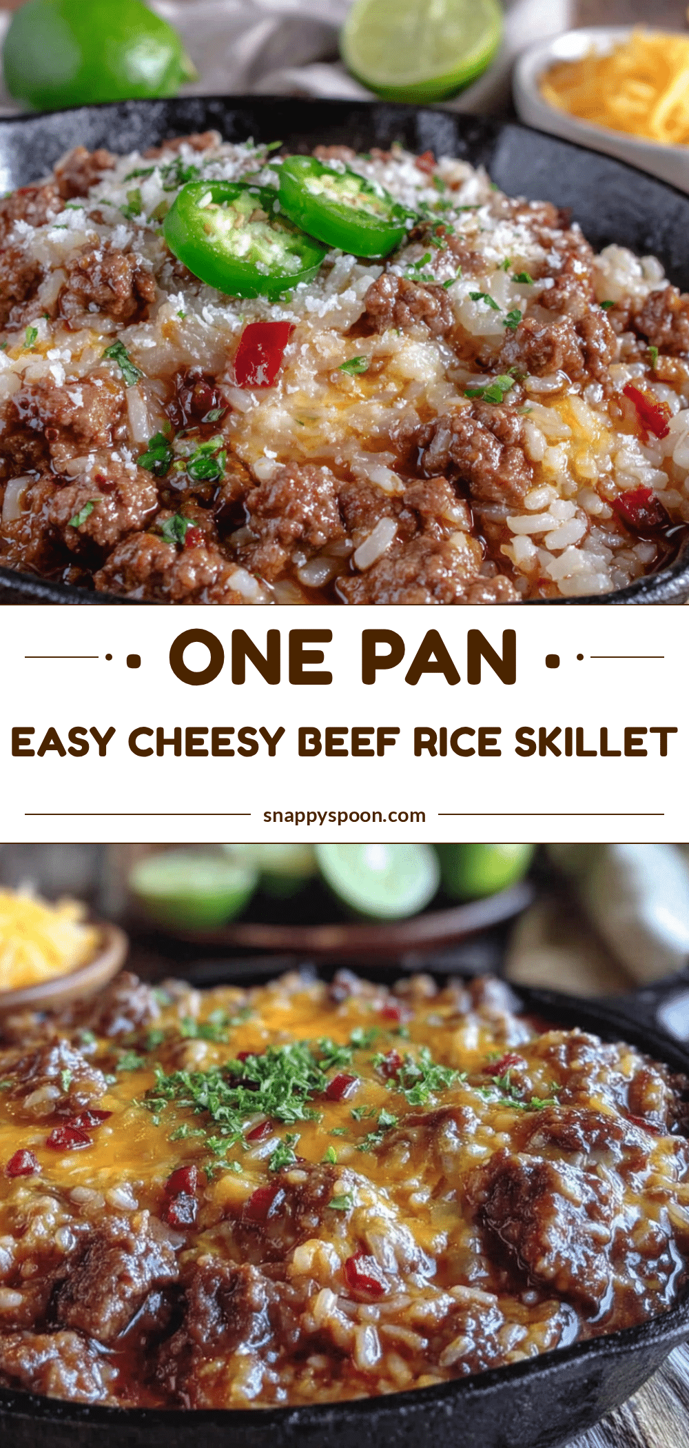 one-pan cheesy beef rice skillet recipe
