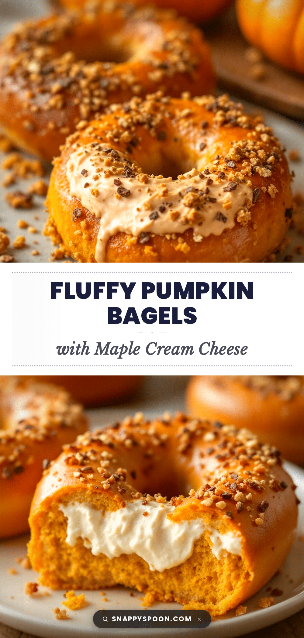 pumpkin bagels with maple cream cheese recipe
